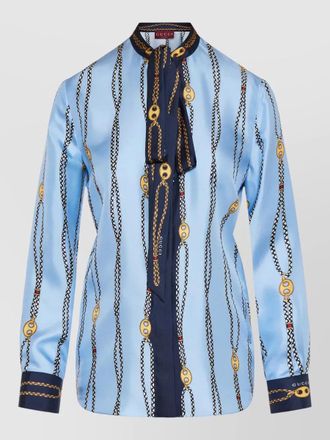 Gucci marina waves shirt bow chain cuffs
