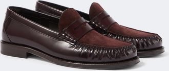 Brunello Cucinelli Suede-paneled leather penny loafers