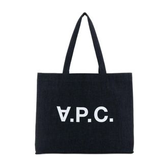 A.P.C. Tote Bags, female, Blue, Size: ONE SIZE Blue Denim Tote Bag with Logo