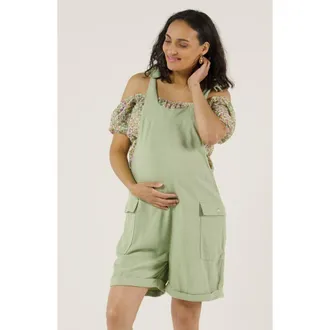 Cache Coeur Eloise Maternity Shorts Overall in Sage at Nordstrom, Size Large