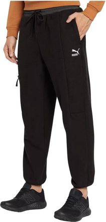 Puma Rechte Fleece Joggers - Heren - Sweatpants - Zwart - S - Polyester - Broeken