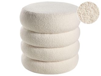 Beliani Pouf Poggiapiedi Rotondo In Tessuto Boucle Camera Da Letto Soggiorno Bianco Sporco Sumpter