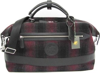 Hunting World Color Tweed Leather Boston Bag Shoulder Bag (Pre-Owned)