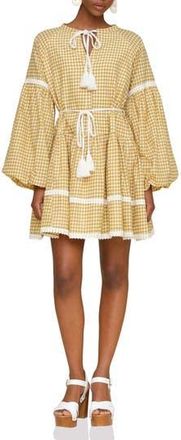 Avec Les Filles Gingham Print Long Sleeve Minidress in Olio Gingham at Nordstrom Rack, Size 2