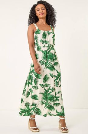 Roman Tropical Strappy Midi Dress