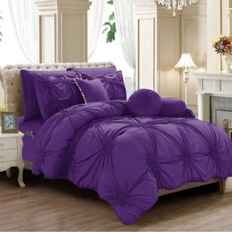 Elegant Comfort 10-pc Sunflower Comforter Set - Includes 6-pc Sheet Set With Sided Storage Pockets