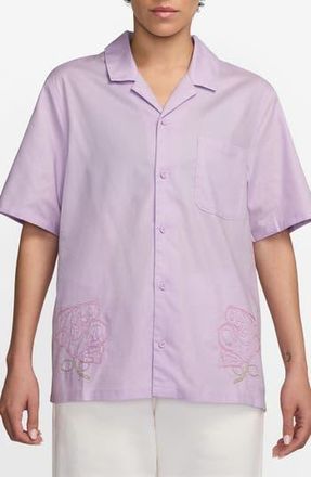 Nike Jordan Rose Embroidered Cotton Camp Shirt in Doll at Nordstrom Rack, Size X-Small