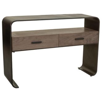 Wanderlust Deco Recibidor-consola de madera y metal negro 122x37x82