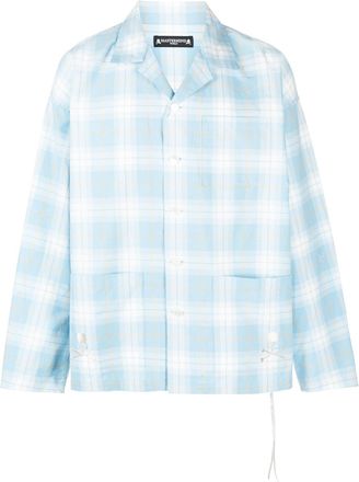 MASTERMIND WORLD checked long-sleeve shirt - men - Cotton - M - Blue