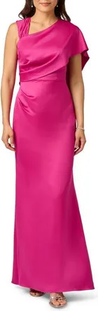 Adrianna Papell Satin Crepe Draped Gown in Berry Rose at Nordstrom, Size 10