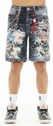 Cult of Individuality Grunge Distressed Denim Shorts in Digital at Nordstrom, Size 32