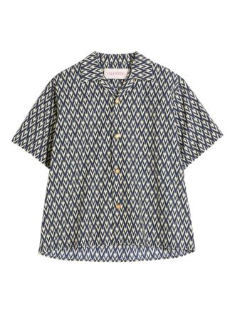 Valentino Garavani printed button-up bowling shirt - men - Fabric - 48 - Blue