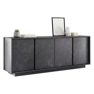 Dmora Aparador Annone, Buf&eacute; De Sal&oacute;n, Aparador De Sal&oacute;n, Despensa De Cocina, Made In Italy, 180x43 H79 Cm, Pizarra - Dmora