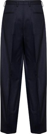Dolce & Gabbana Mens Tailored Trousers Dark Blue Stretch Flannel Cotton
