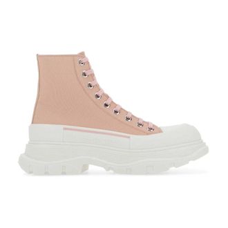 Alexander McQueen Schoenen, Dames, Roze, 35 1/2 EU, Roze Canvas Tread Slick Sneakers