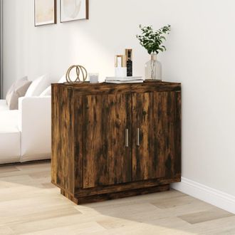 vidaXL Aparador Madera Contrachapada Color Roble Ahumado 80x40x75 Cm Vidaxl