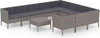 vidaXL Set De Muebles De Jard&iacute;n 11 Pzas Y Cojines Rat&aacute;n Sint&eacute;tico Gris Vidaxl