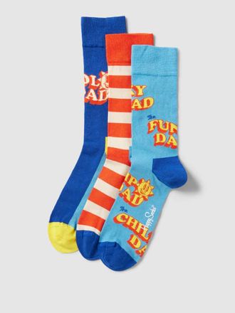 Happy Socks Socken mit Label-Print im 3er-Pack Modell Father Of The Year in Rot, Gr&ouml;&szlig;e 36-40