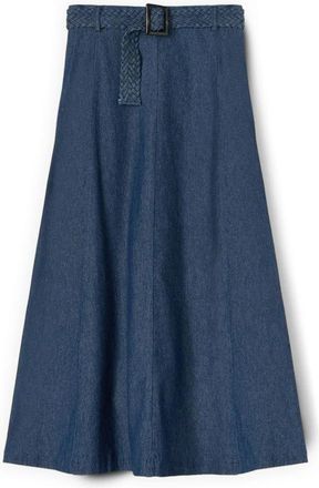 Motivi Gelaagde Chambray Rok - Dames - Spijkerrokken - Blauw - 2XS - Katoen - Rokken