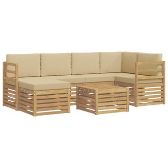 vidaXL Conjunto De Sof&aacute;s De Exterior 7 Pcs Y Beige Poli&eacute;ster Vidaxl