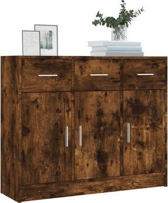 Berkfield Home Sideboard Smoked Oak 91x28x75 cm Engineered Wood in Brown | Size: 91 x 28 x 75 cm