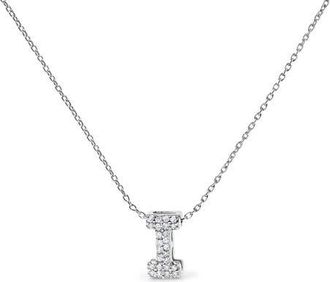House of Brilliance 10K Gold Diamond Accent A-Z Initial Bubble Pendant Necklace in White | I at Nordstrom