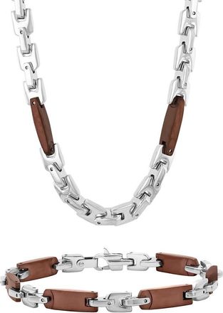 Robert Alton Mens Brown Finish Stainless Steel Jewelry Gift Set