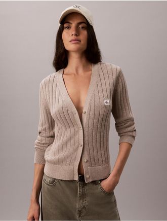 Calvin Klein Jeans Calvin Klein Womens Woven Monologo Cardigan - Neutral - XL