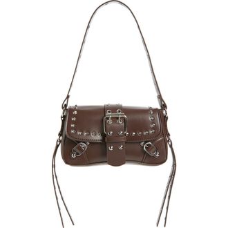 BP. Buckle Rivet Faux Leather Shoulder Bag in Brown at Nordstrom