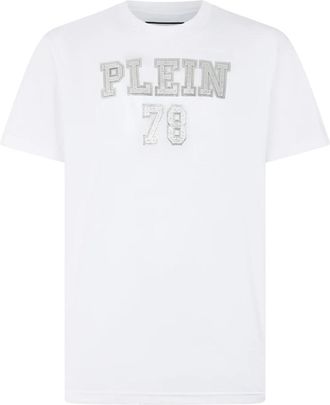 Philipp Plein Round Neck T-Shirt College - Heren - T-shirts - Wit - L - Katoen - Tops