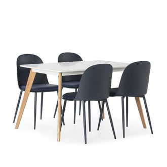 HOMN Juego de mesa 120x80 cm y 4 sillas de comedor color azul