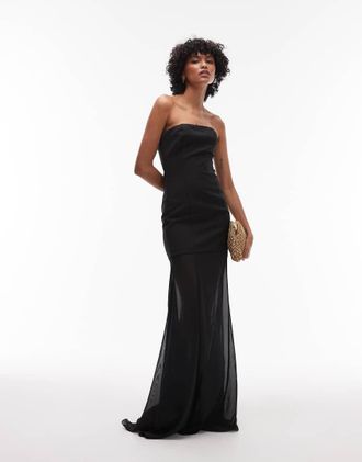 Heiress Beverly Hills Heiress - Beverly Hills - Vestito lungo strutturato a fascia in chiffon nero con orlo sceso