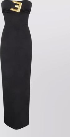 Balmain strapless jersey bustier dress gold buckle