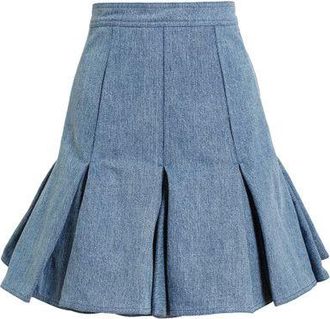 Balmain Blue Pleated Denim Skirt Size S