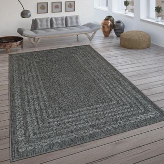 Paco Home Paco Home Alfombra Interior Exterior Tejido Plano Motivo Escandinavo Efecto Sisal Gris 120x170 Cm