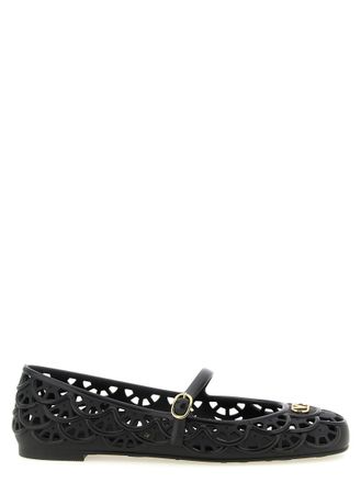Valentino Garavani Black Perforated Loafers