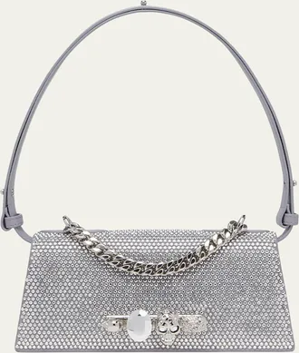 Alexander McQueen Jewelled Rhinestone Leather Shoulder Bag