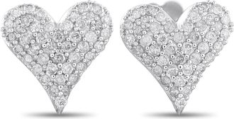 Luxury Bazaar 14K White Gold 0.25ct Diamond Heart Earrings ER29626