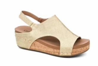 Corkys Footwear Womens Volta 2 Wedge Sandals In Washed Gold