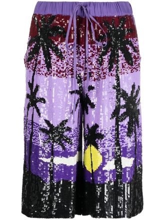 P.A.R.O.S.H. sequin-embellished drawstring shorts - Purple