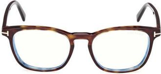 Tom Ford 52mm Square Optical Glasses in Havana Eco /T Logo at Nordstrom