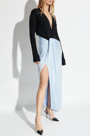 Victoria Beckham Long Sleeve Dress, Womens, Blue