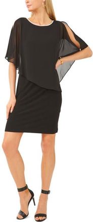 Chaus Crisscross Back Overlay Short Sleeve Dress in Rich Black at Nordstrom, Size X-Large