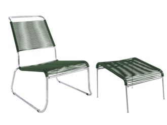 Schubiger M&ouml;bel Spaghetti-Kufen-Lounger-Hochlehner + Hocker S&auml;ntis