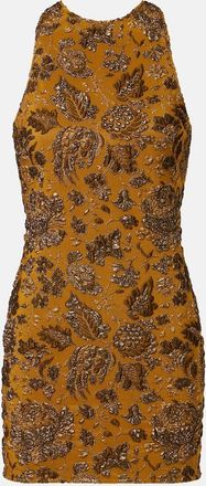 Saint Laurent Vestido corto de brocado floral