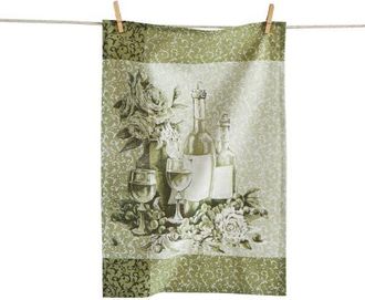 Tag Wine Bottles Bold Artwork Dishtowel Green Multi Cotton Everyday at Nordstrom