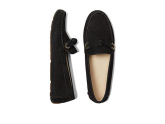 Cole Haan Evelyn Bow Driver Womens Shoes Black Nubuck (Akuya) : 5.5 B - Medium, Suede/Leather