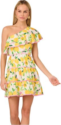 Adrianna Papell Womens Printed Short Dress - White - Size 16 UK