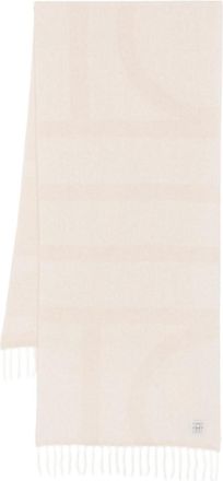 Toteme Beige Monogram Wool Scarf