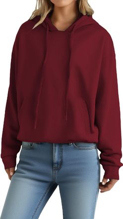 Generic WomenS Sweatshirt Hood Drawstring Y2K Solid Color Crop Hoodies With Pockets Casual Long Sleeves WomenS Pullover Sweaters Lightweight Slim Fit Oversize